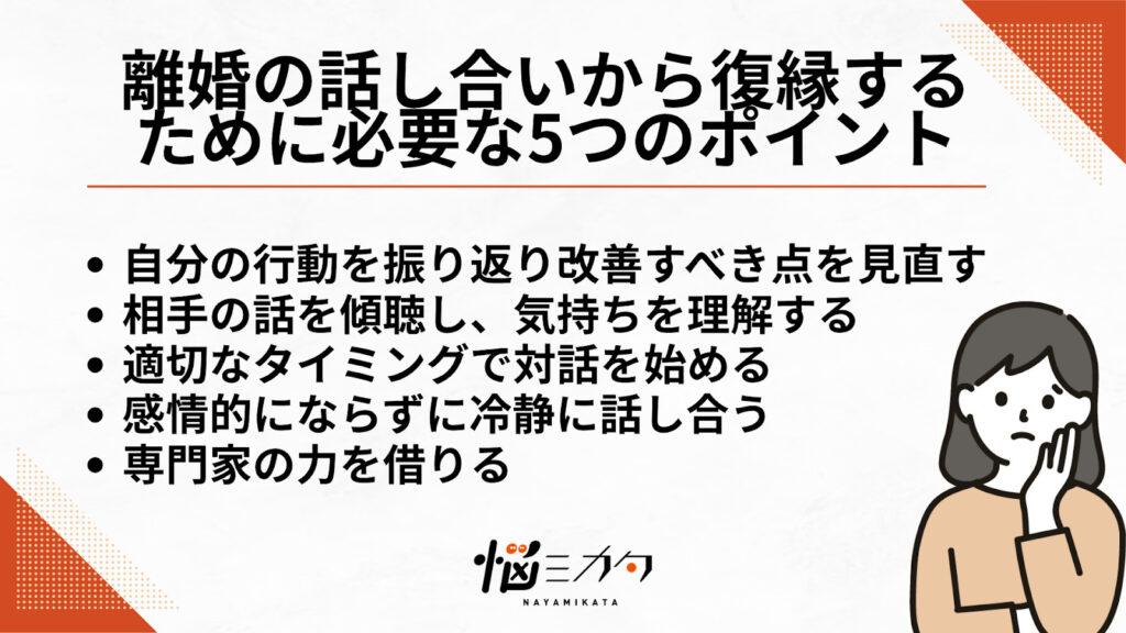 離婚の話し合いから復縁するために必要な5つのポイント